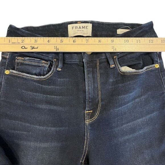FRAME Le Crop Mini Boot Jeans Dark Whisker Wash Raw Hem Size 25 - Picture 11 of 14